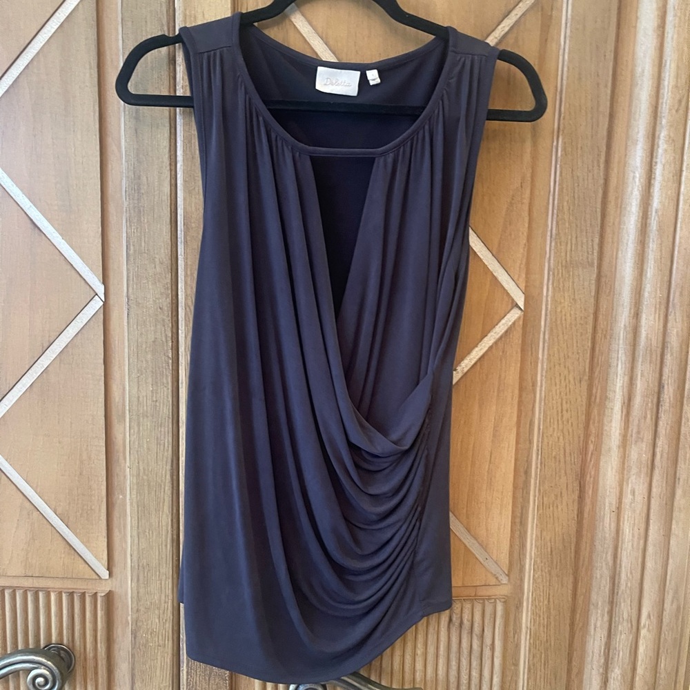 Deletta for Anthropologie Slate Gray Draped Top